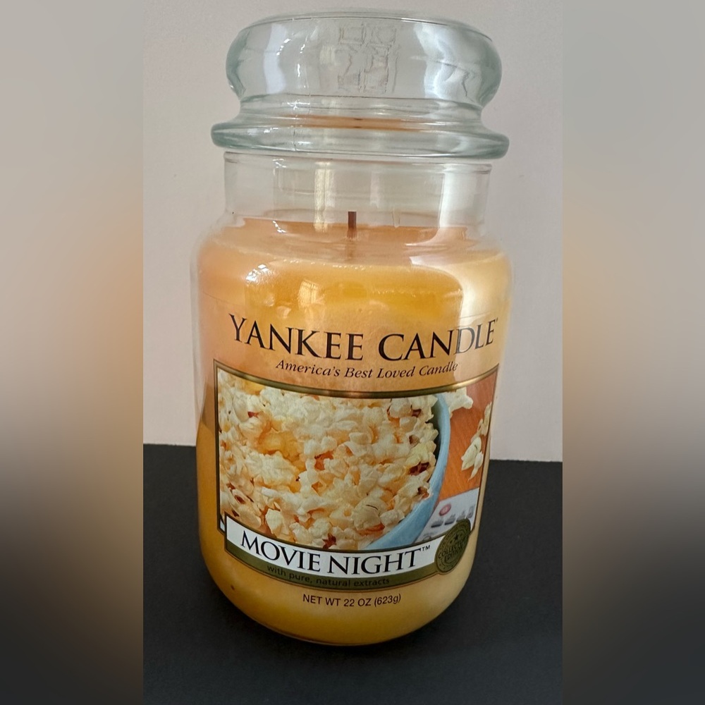 Yankee Candle MOVIE NIGHT POPCORN Retired 22 Oz Rare Nostalgic NEVER BURNED